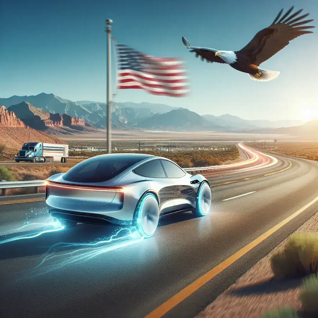 "Tesla electric vehicle utilizing AI-powered regenerative braking technology on U.S. roads, showcasing innovative advancements in EV performance and sustainability."